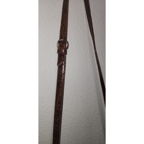 Vintage Carey Adina Leather Alligator Embossed Zip Crossbody Brown Bag - Picture 4 of 7